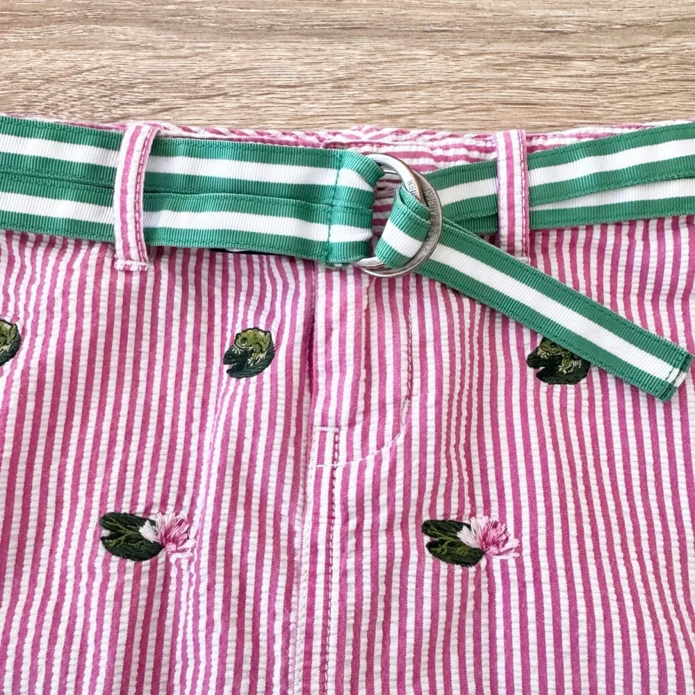 Ralph Lauren Girls Frog Lily Floral Embroidered Belted Preppy Skirt Size 6‎